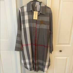 Burberry Gray Checkered shirt dress